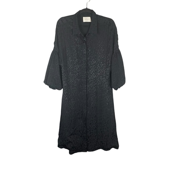AZULU Black Jacquard Animal Print Button-Front Dress Size 4 - Picture 1 of 10